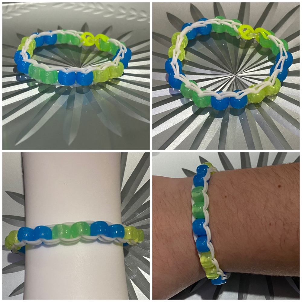 [💙🆓]  3/10$ 🛍 Handmade Rainbow Loom bracelet with Glow-in-the-dark beads 🌈💖